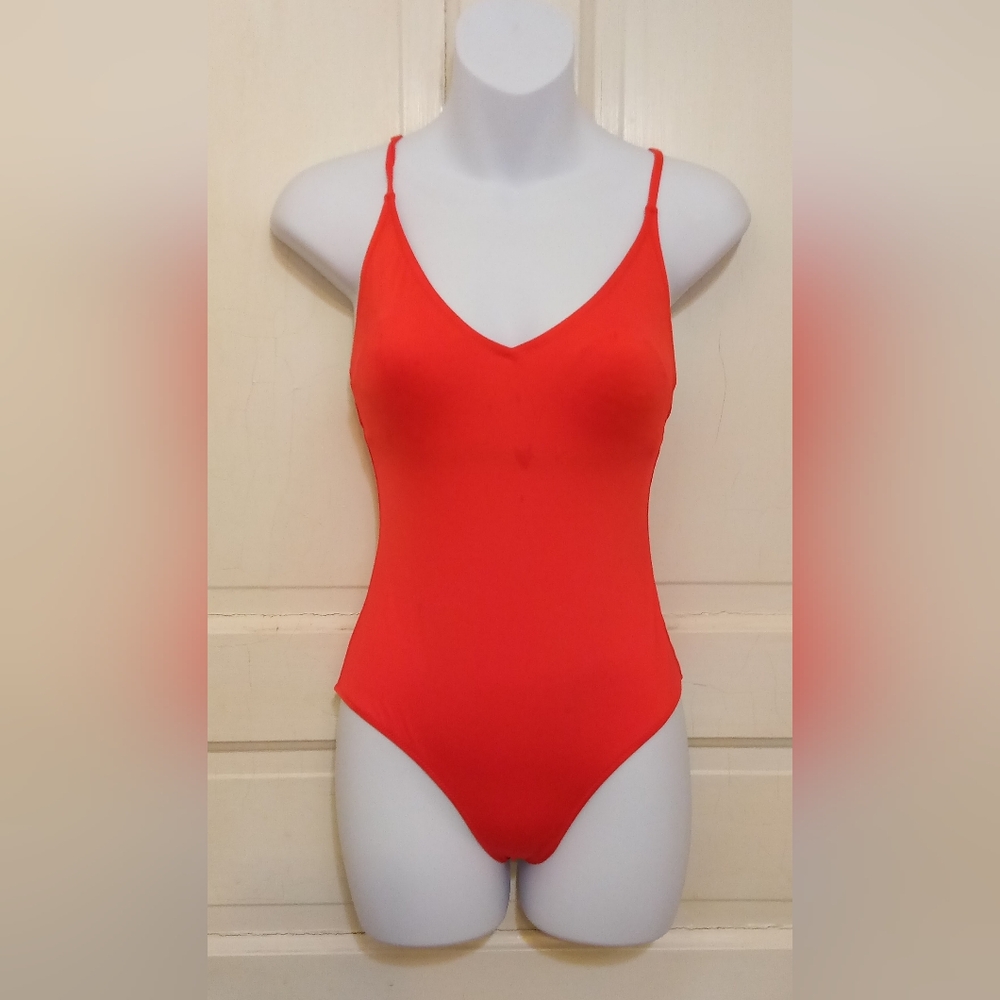 H&M Red Women's One Piece Swimsuit Sz 4 - Picture 1 of 5